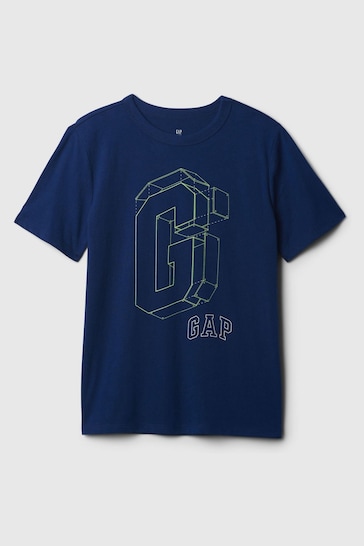 Gap Blue Logo Graphic Short Sleeve Crew Neck T-Shirt (4-13yrs)