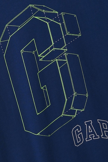 Gap Blue Logo Graphic Short Sleeve Crew Neck T-Shirt (4-13yrs)