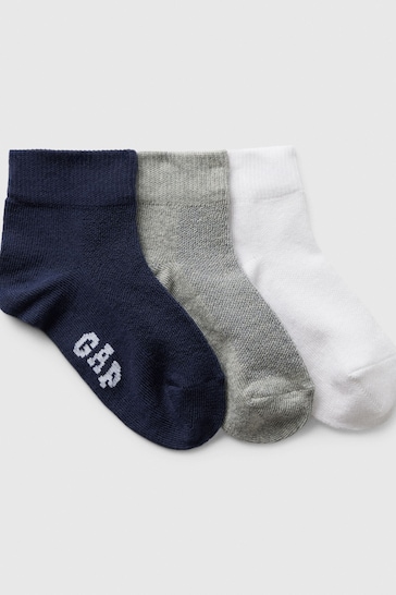 Gap Multi Kids Logo Quarter Crew Socks 3 Pack