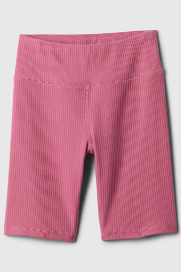 Gap Pink Ribbed Knit Pull On Bike Shorts (4-13yrs)