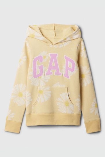 Gap Yellow Floral Logo Graphic Print Hoodie (4-13yrs)