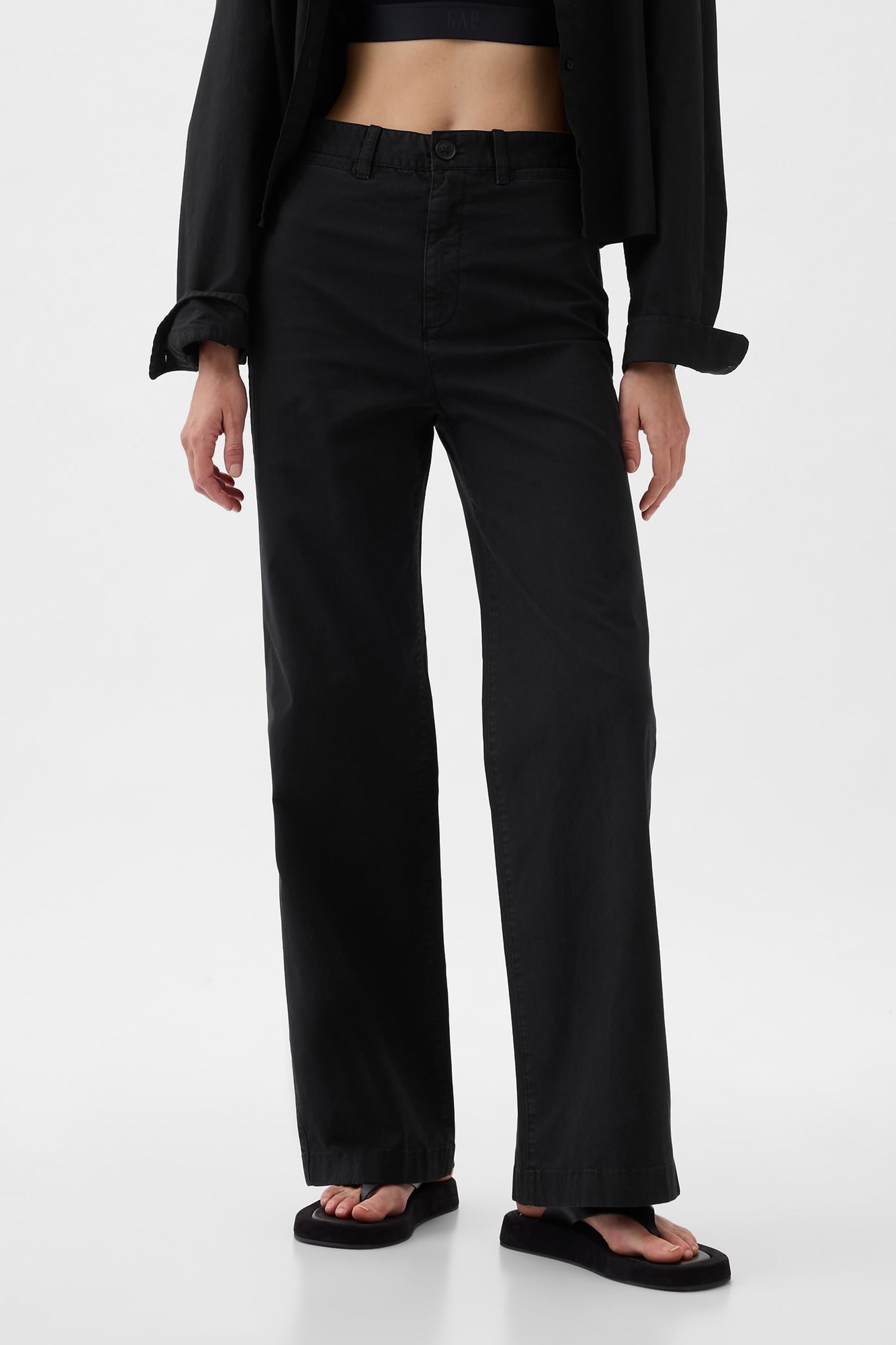 Gap Black Mid Rise Wide Leg Ankle Trousers