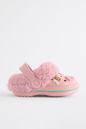 Pink Character Faux Fur Lined Clog Slippers