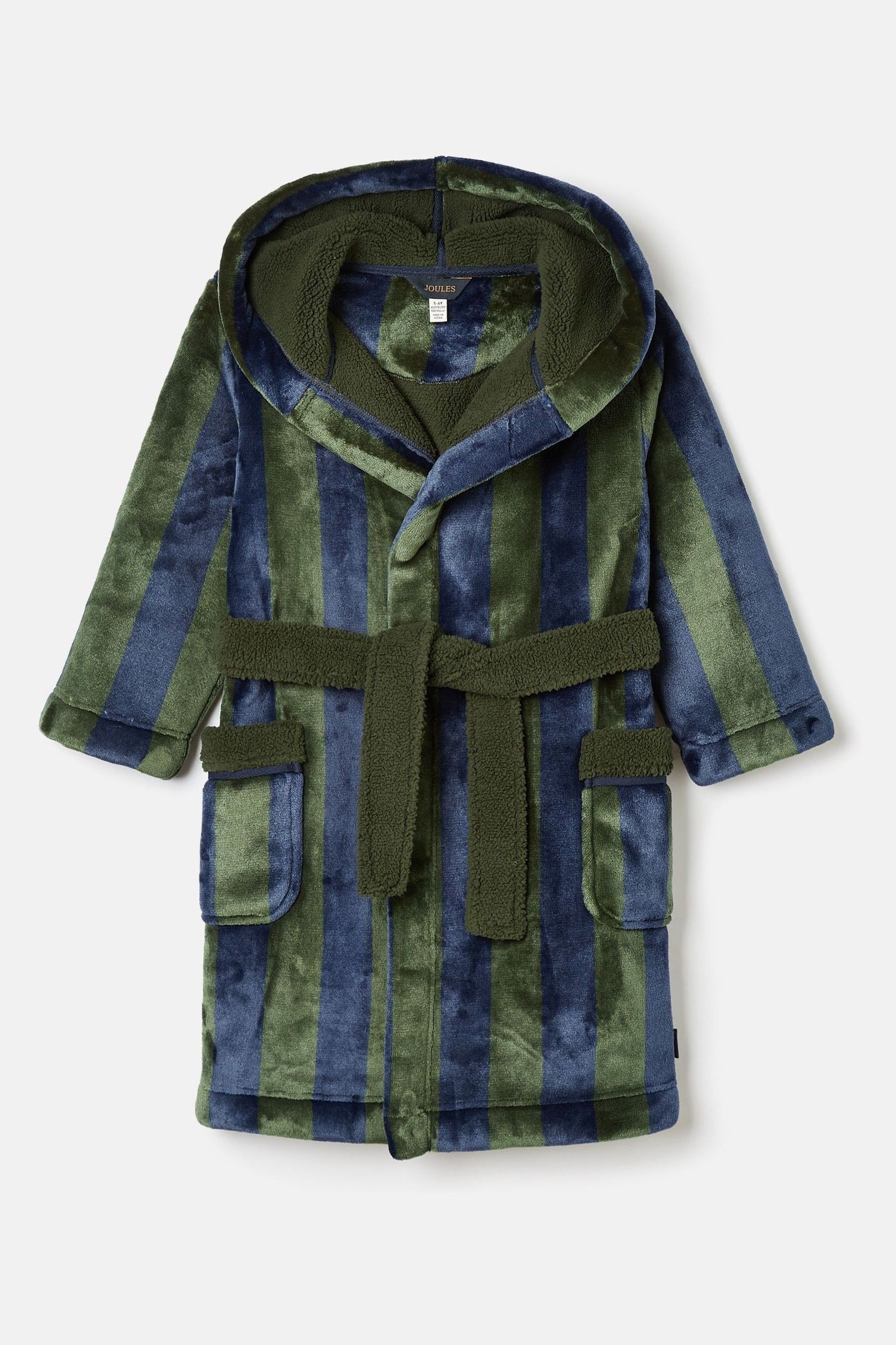 Buy Joules Boys Montague Green Blue Stripe Fleece Dressing Gown from the Next UK online shop