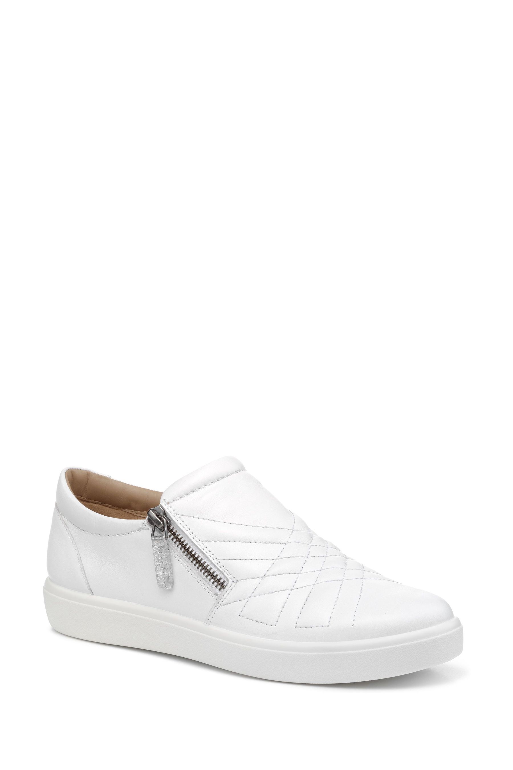 Buy Hotter White Regular Fit Poppy Slip Ons Zip Shoes from the