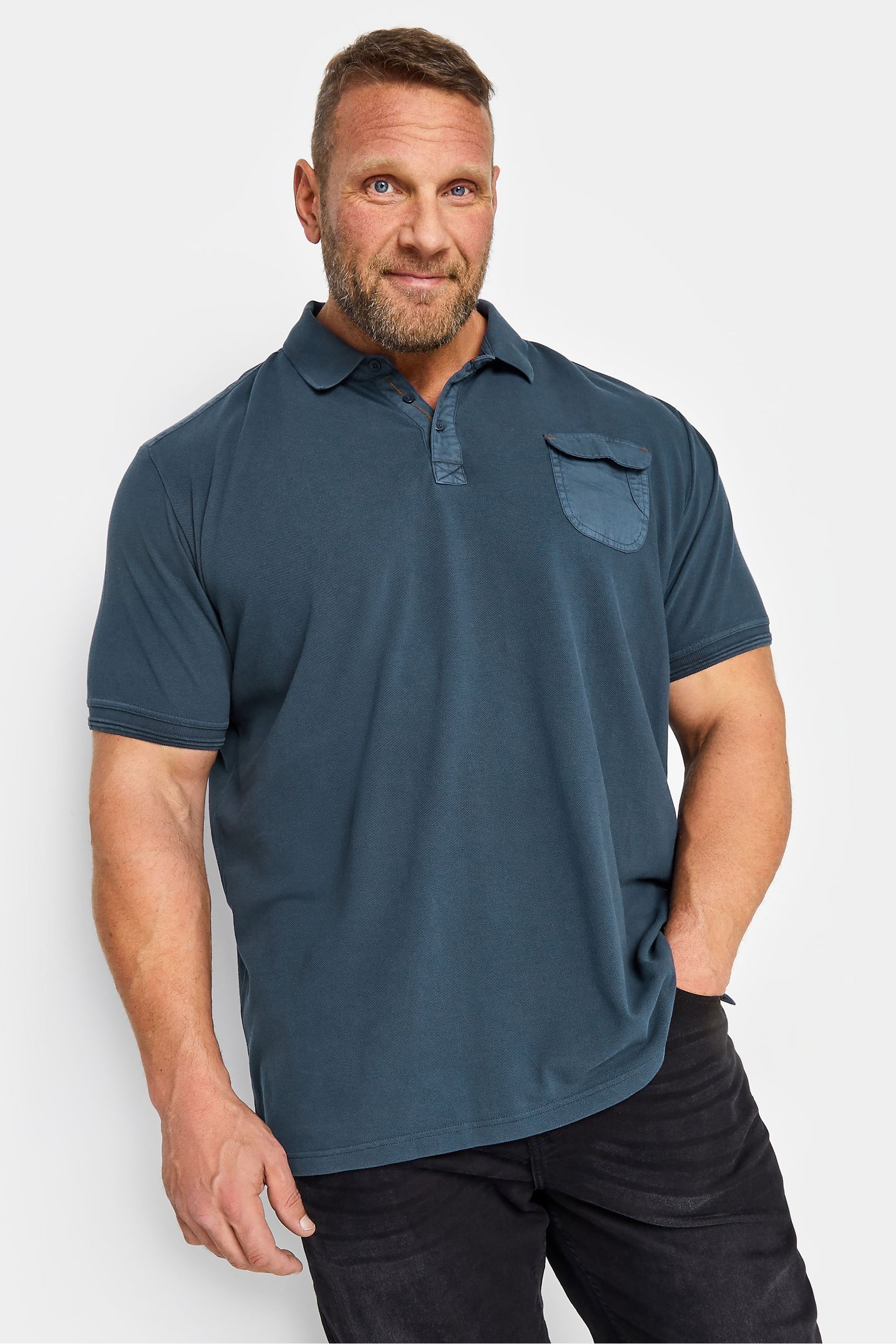 BadRhino Big Tall Blue Pocket Polo Shirt
