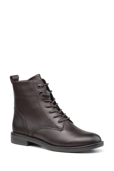 Hotter Brown Surrey Lace-Up/Zip Wide Fit Boots