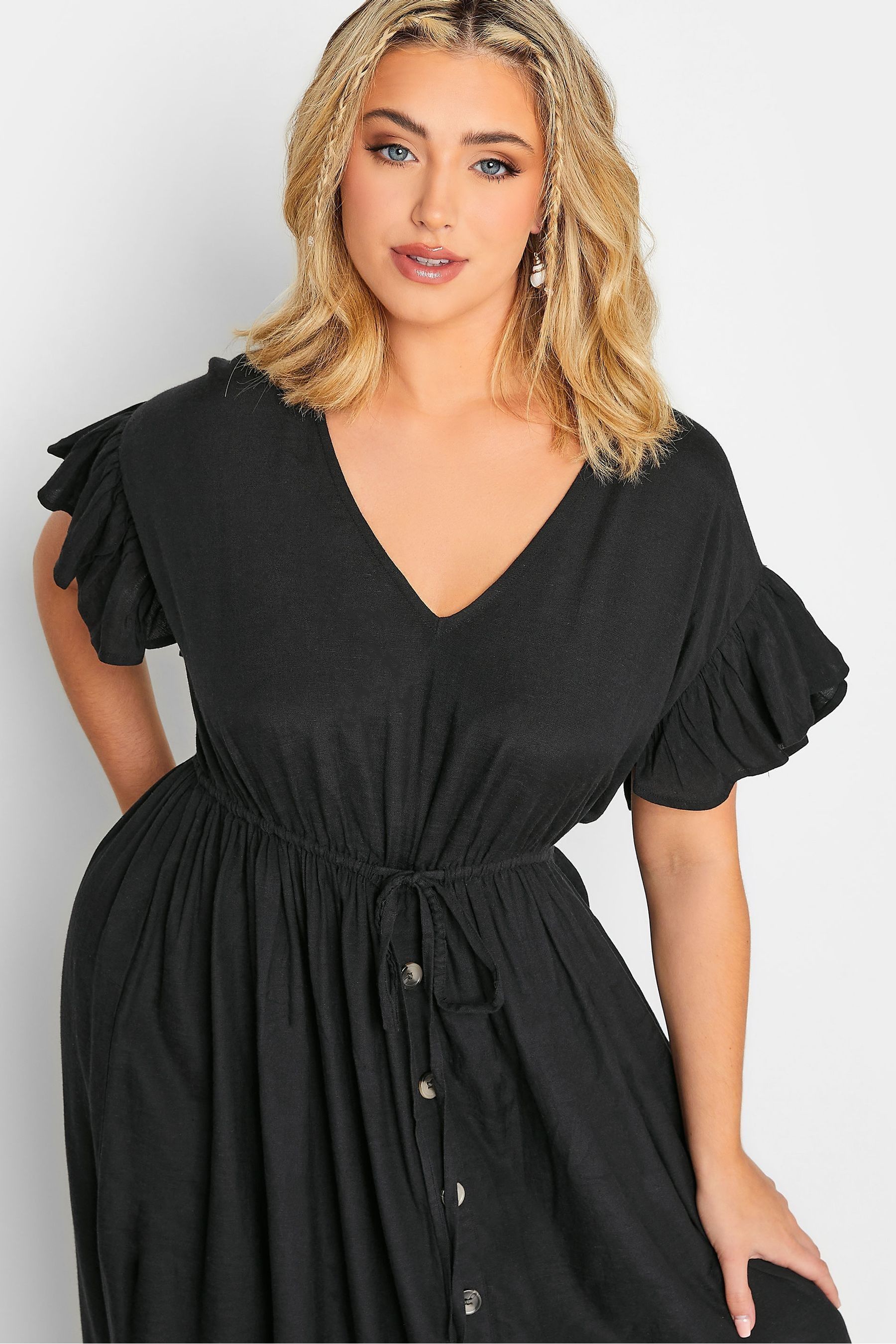 Yours Curve Black 100 Cotton Limited Boho Maxi Dress