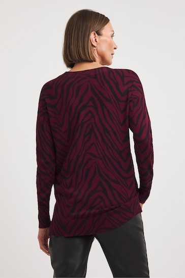 JD Williams Red Animal Print Slouch V-Neck Tunic