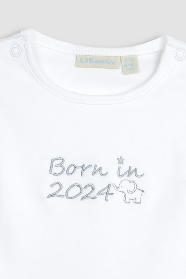 JoJo Maman Bébé White Born in 2024 Embroidered Body