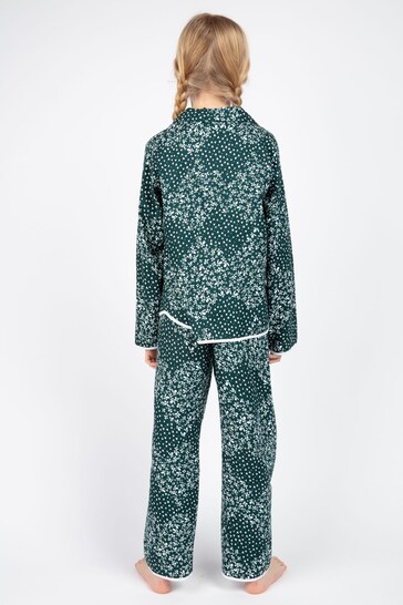 Cyberjammies Green Ditsy Print Long Sleeve Pyjama Set