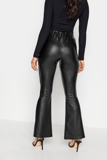 PixieGirl Petite Black PU Kickflare Trousers