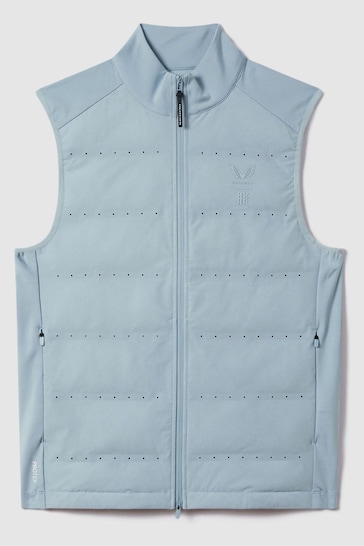 Reiss Blue Silver Easton Castore Water Repellent Hybrid Quilted Gilet