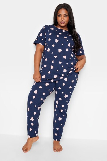 Yours Curve Blue Tapered Pyjamas Set