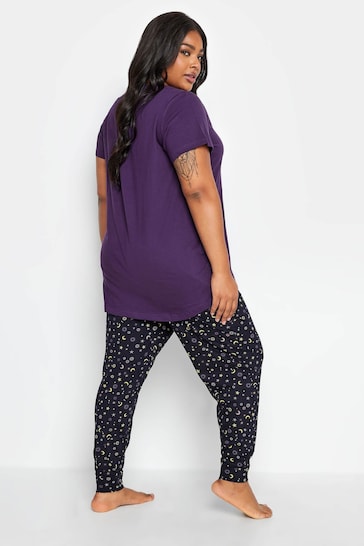 Yours Curve Purple Short Sleeve Cuffed Pyjama Set