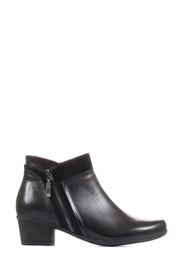 Pavers Black Wide Fit Leather Ankle Boots