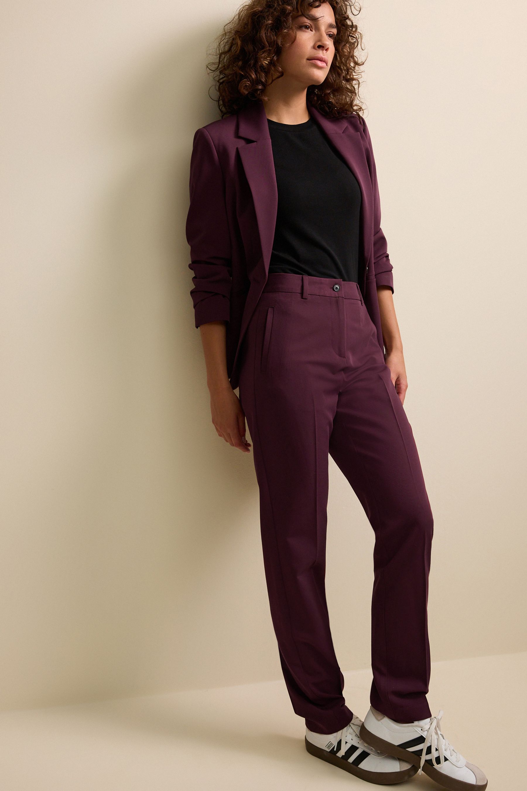 Burgundy ladies trousers online