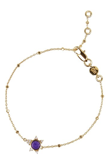 Oliver Bonas Maribel Lavender Quartz Star Gold Plated Chain Bracelet