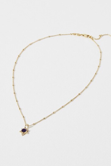 Oliver Bonas Purple Maribel Lavender Quartz Star Gold Plated Pendant Necklace