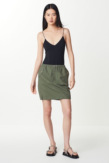 Khaki Green Cargo Mini Skirt