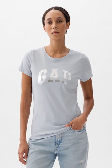 Gap Blue Cotton Logo Short Sleeve Crew Neck T-Shirt