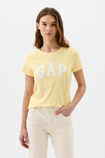 Gap Yellow Cotton Logo Short Sleeve Crew Neck T-Shirt