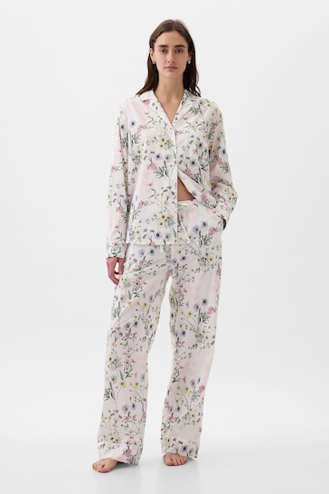 Gap White Floral Poplin Pyjama Trousers