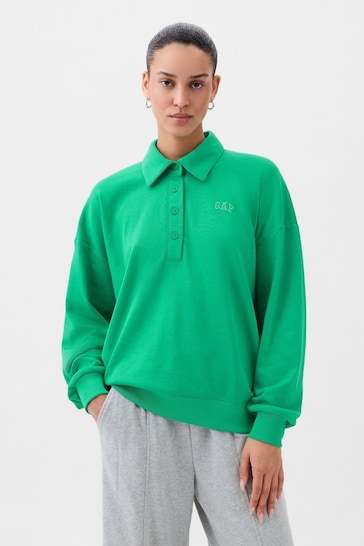 Gap Green Logo Polo Sweatshirt