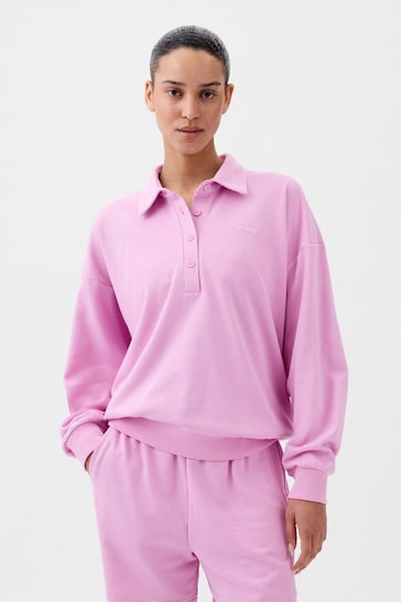 Gap Pink Logo Polo Sweatshirt