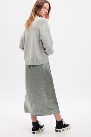 Gap Green Satin Midi Skirt