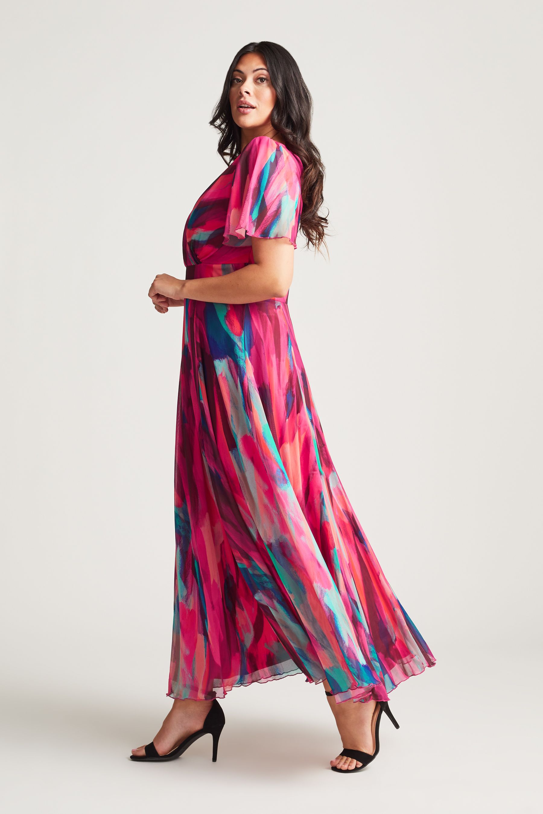 Isabelle angel sleeve empire dress blush hot sale