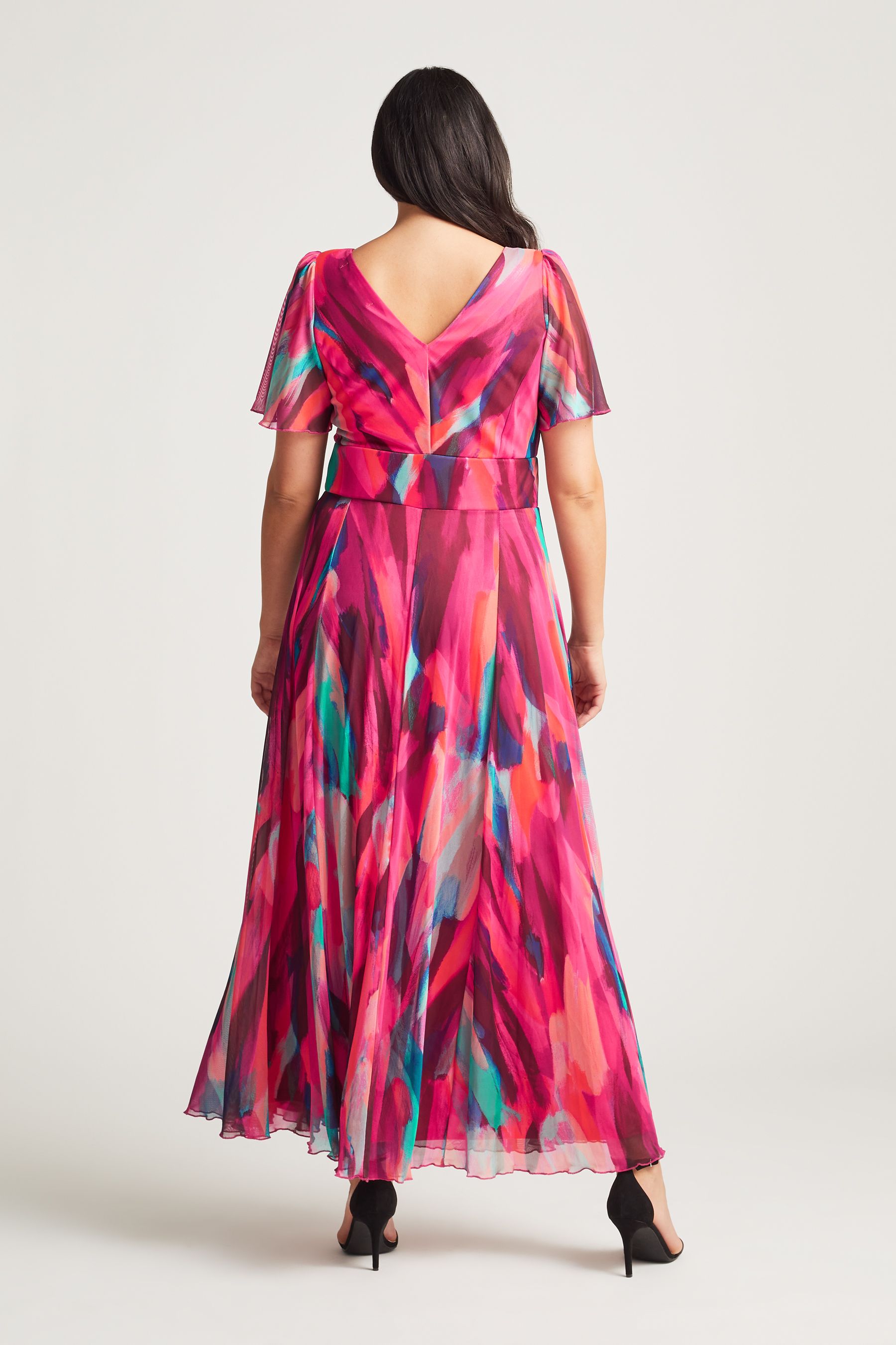 Isabelle angel sleeve empire discount dress blush