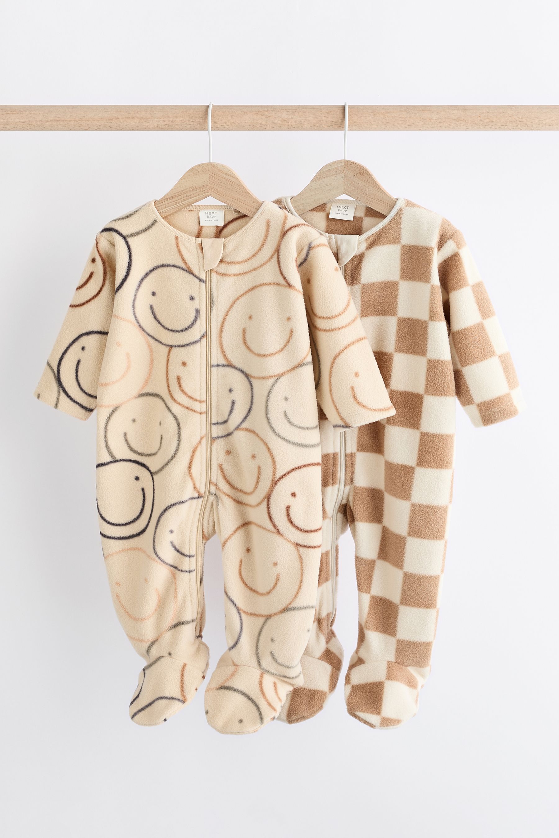 Buy Neutral Fleece Sleepsuits 2 Pack from the Next UK online shop