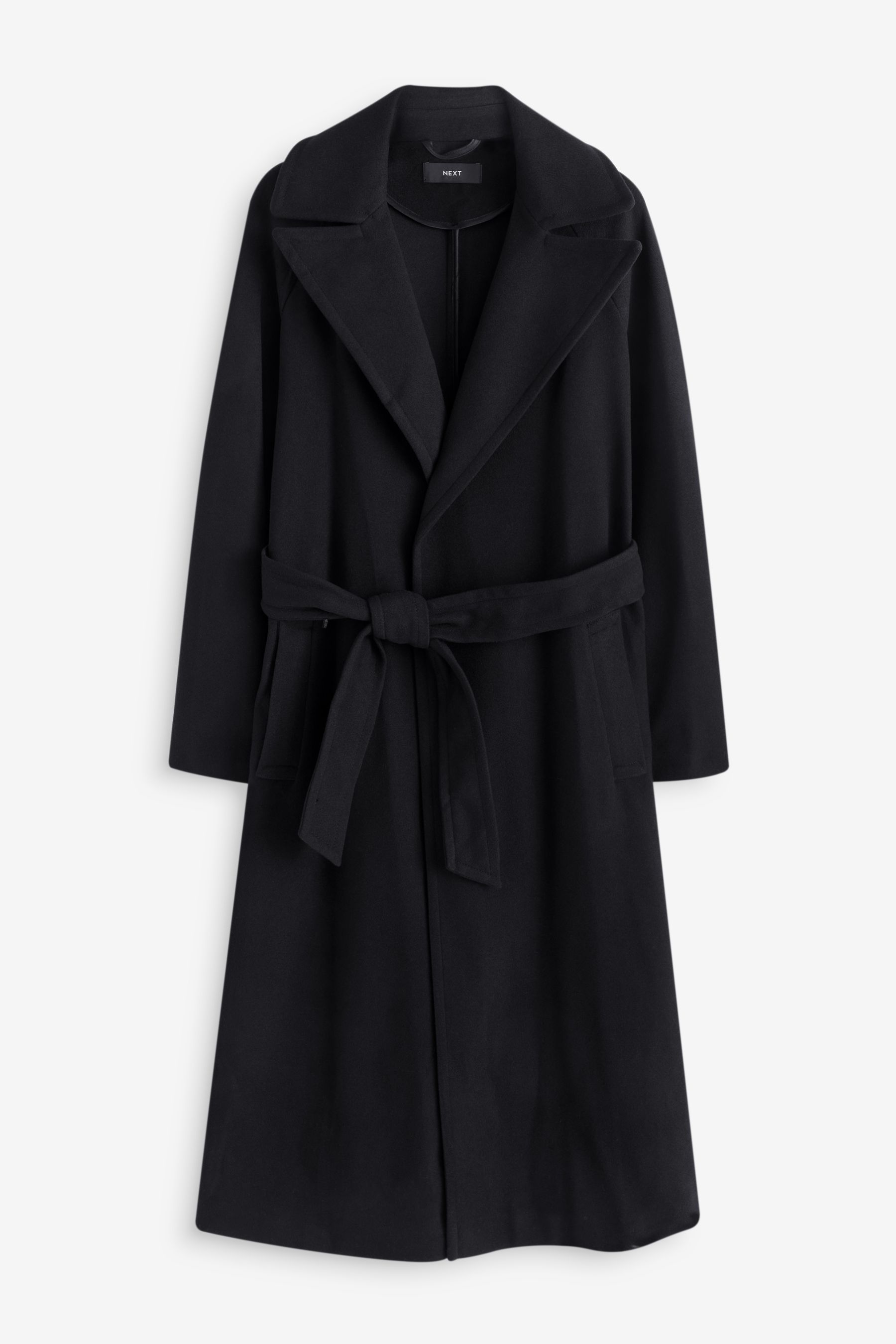 Black belted long coat cheap