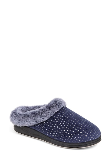 Pavers Blue Patterned Full Slippers
