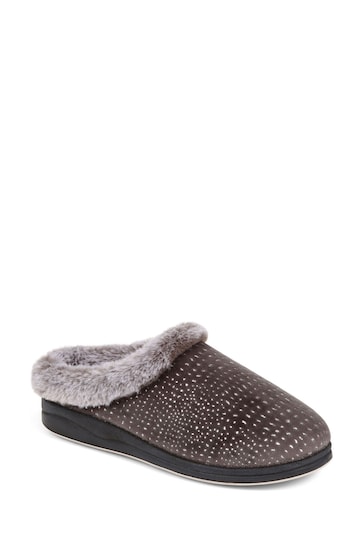 Pavers Grey Patterned Full Slippers