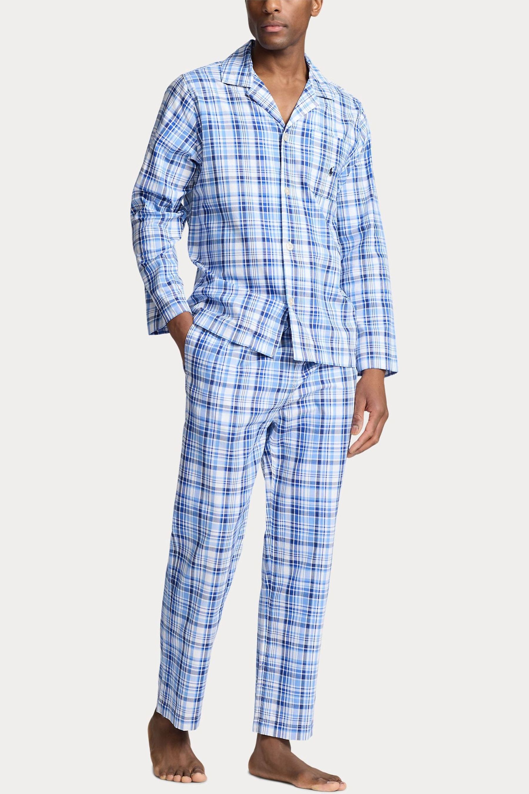Buy Polo Ralph Lauren Blue Cotton Check Pyjama Set from the Next
