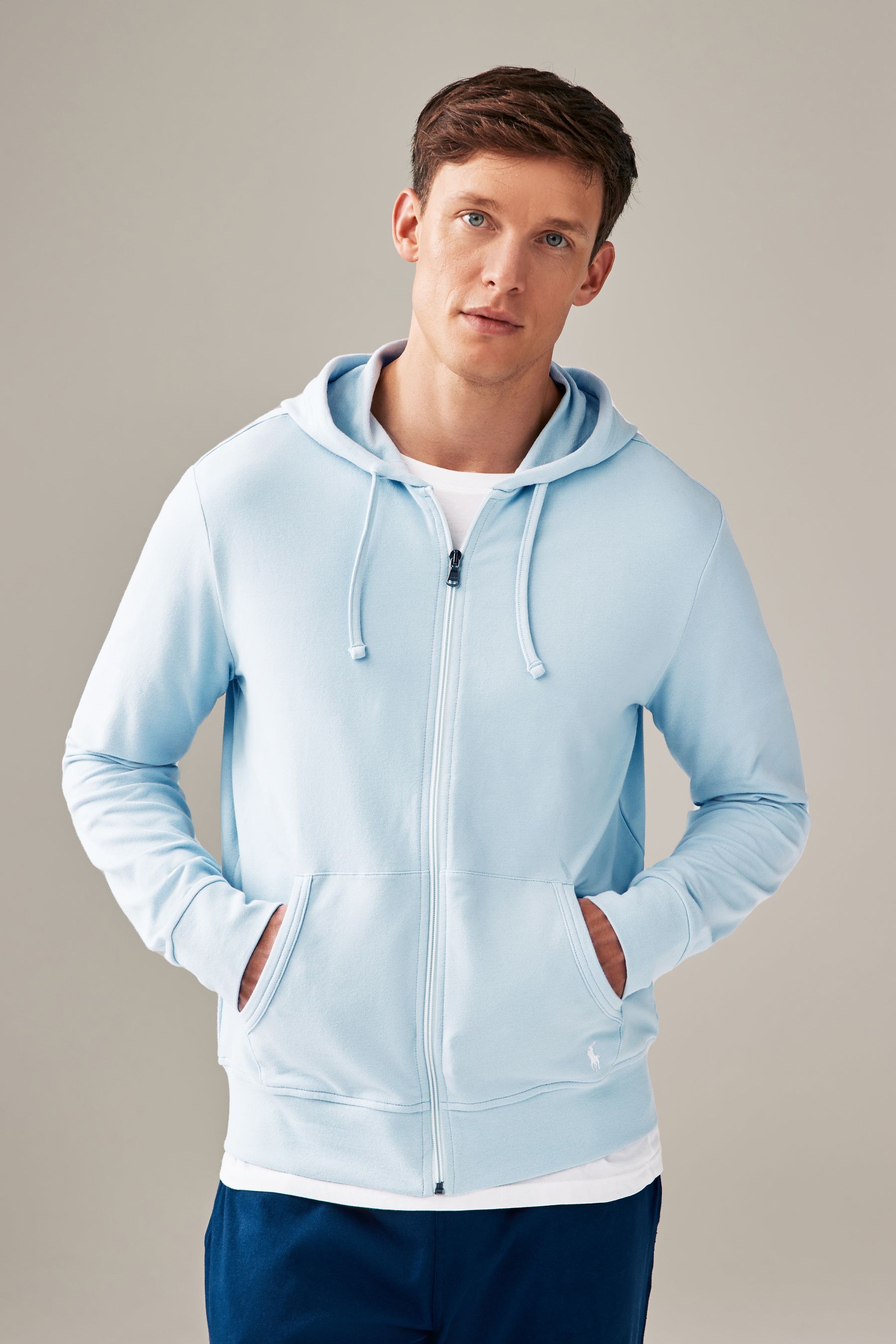 Buy Polo Ralph Lauren Light Blue Jersey Hoodie from the Next UK
