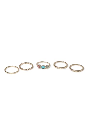 Aela Gold Tone Semi Precious Ring 3 Pack