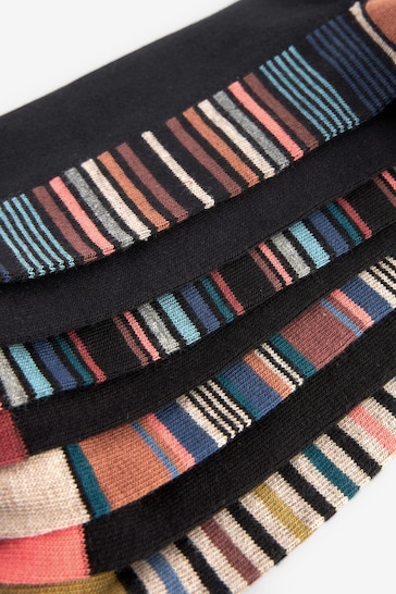 Black Multi Stripe 7 Pack Mens Cotton Rich Socks