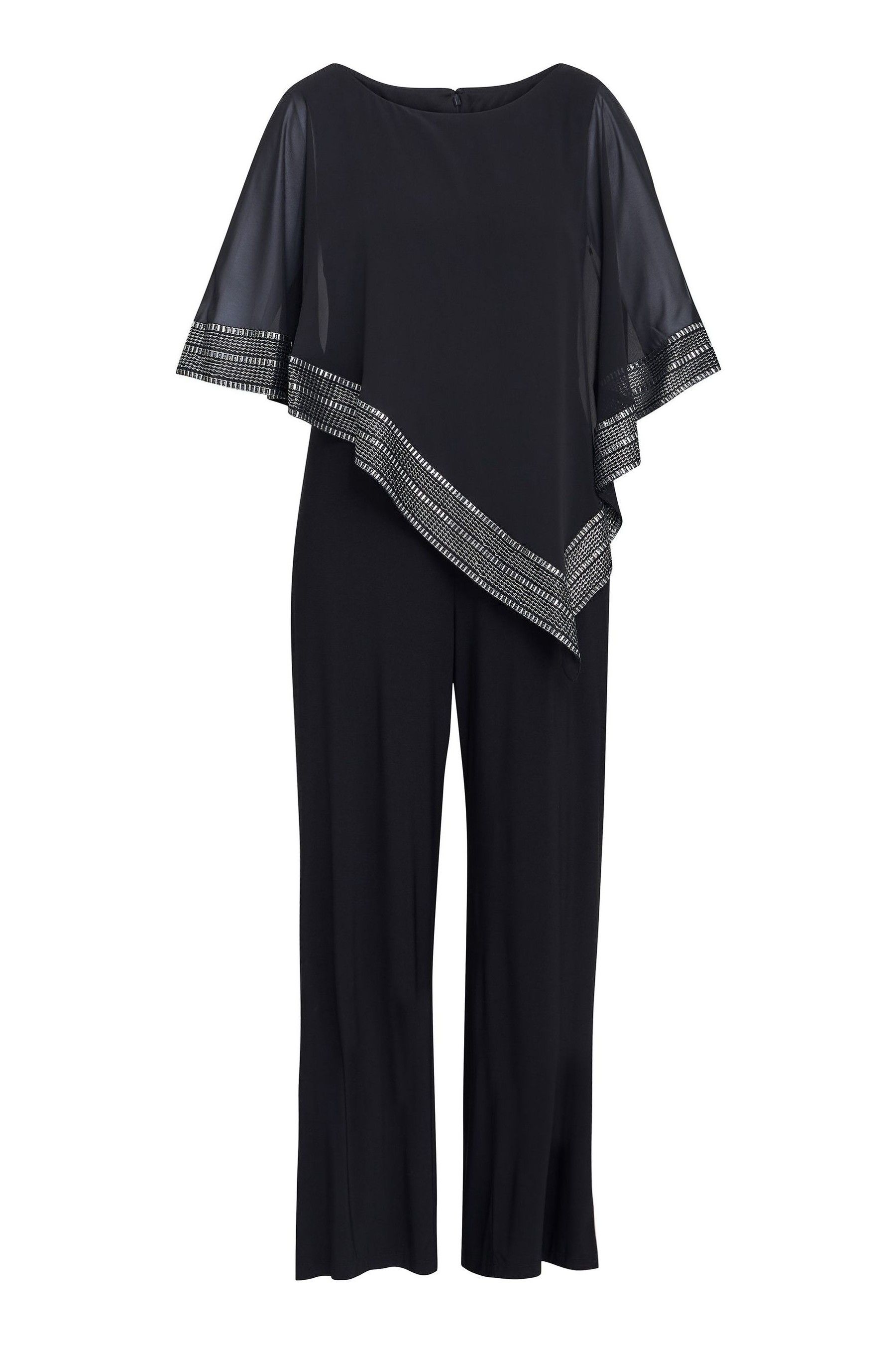 Buy Gina Bacconi Black Eve Asymmetrical Cape Jumpsuit With Foil