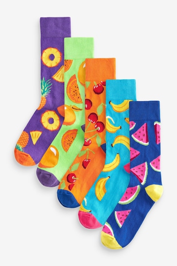 Bright Fruit Fun Pattern Socks 5 Pack