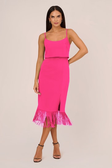 Adrianna by Adrianna Pink Papell Crepe Midi Dress