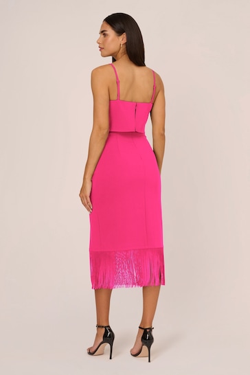 Adrianna by Adrianna Pink Papell Crepe Midi Dress