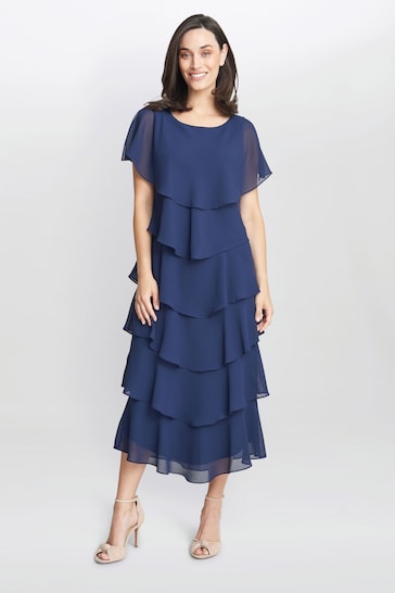 Tessa Midi Tiered Dress With Shoulder Trim