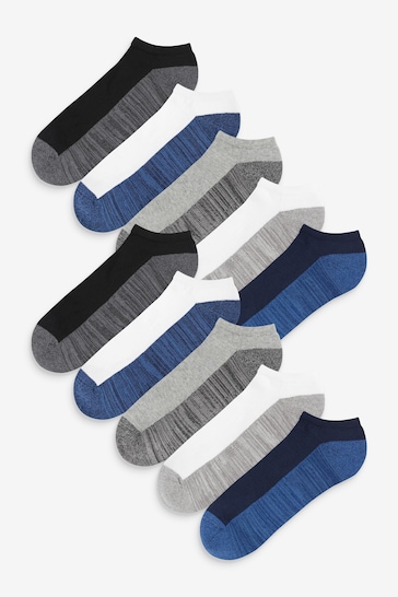Black/White/Grey 10 Pack Cushioned Trainers Socks