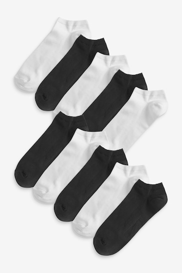 White/Black 10 Pack Trainer Socks