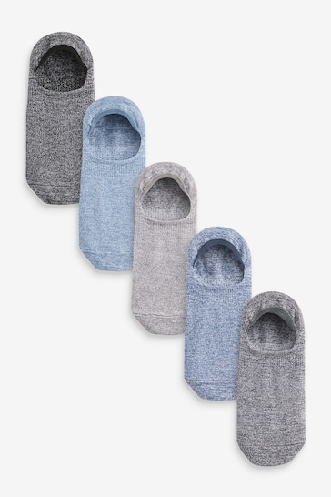 Blues/Neutral Twist 5 Pack Invisible Trainers Socks