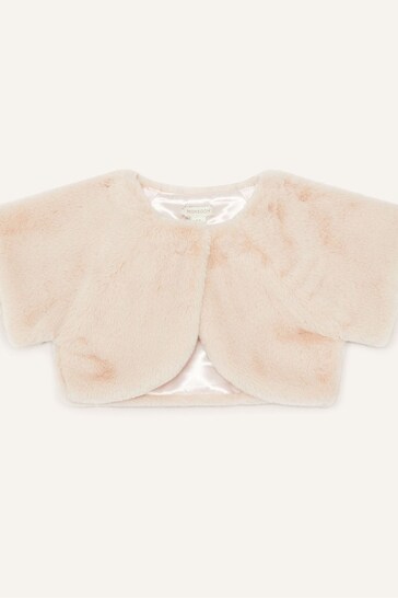 Monsoon Pink Faux Fur Shrug