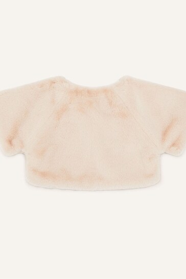 Monsoon Pink Faux Fur Shrug